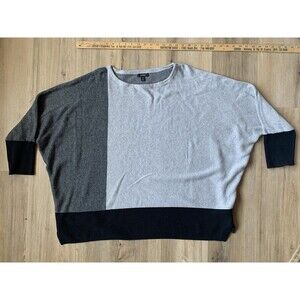 ALFANI Women’s Geometric Pattern Knit Crew Neck 1/2 Sleeve Sweater Gray XXL EUC